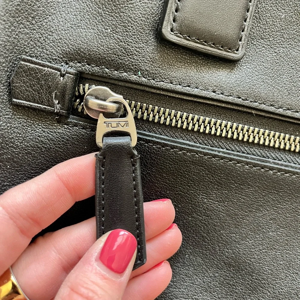TUMI Charcoal Leather Briefcase